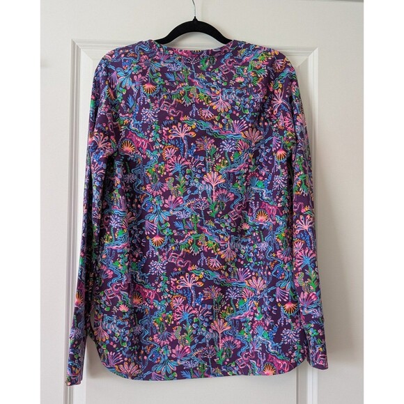 Lilly Pulitzer UPF50+ Luxletic Blythe Pullover Top Purple Colony Conga Size Med - Picture 4 of 12